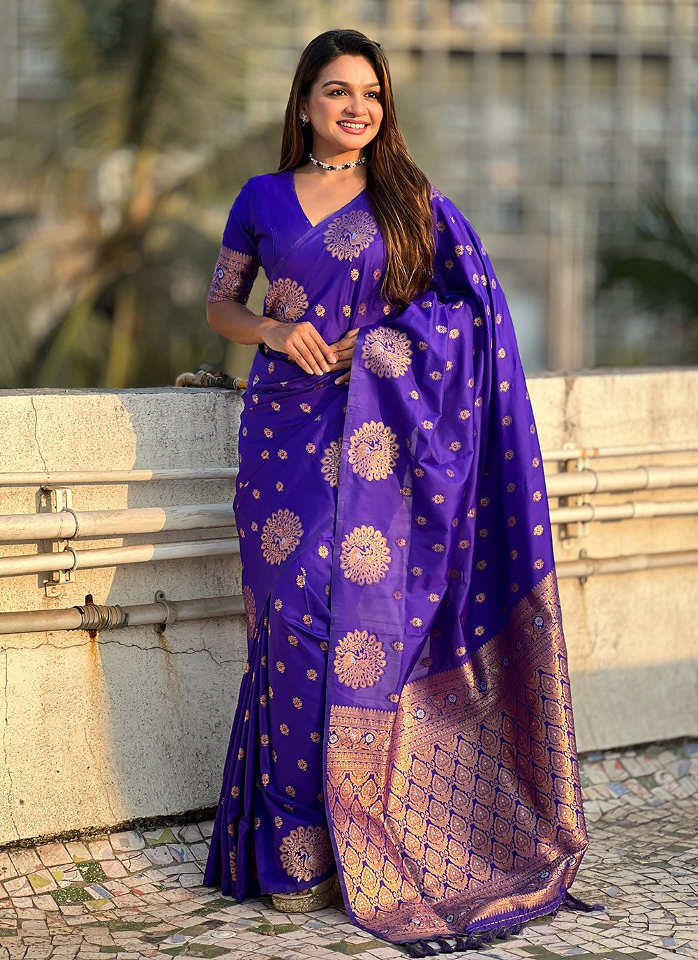 Woven Silk Blue Saree S14677
