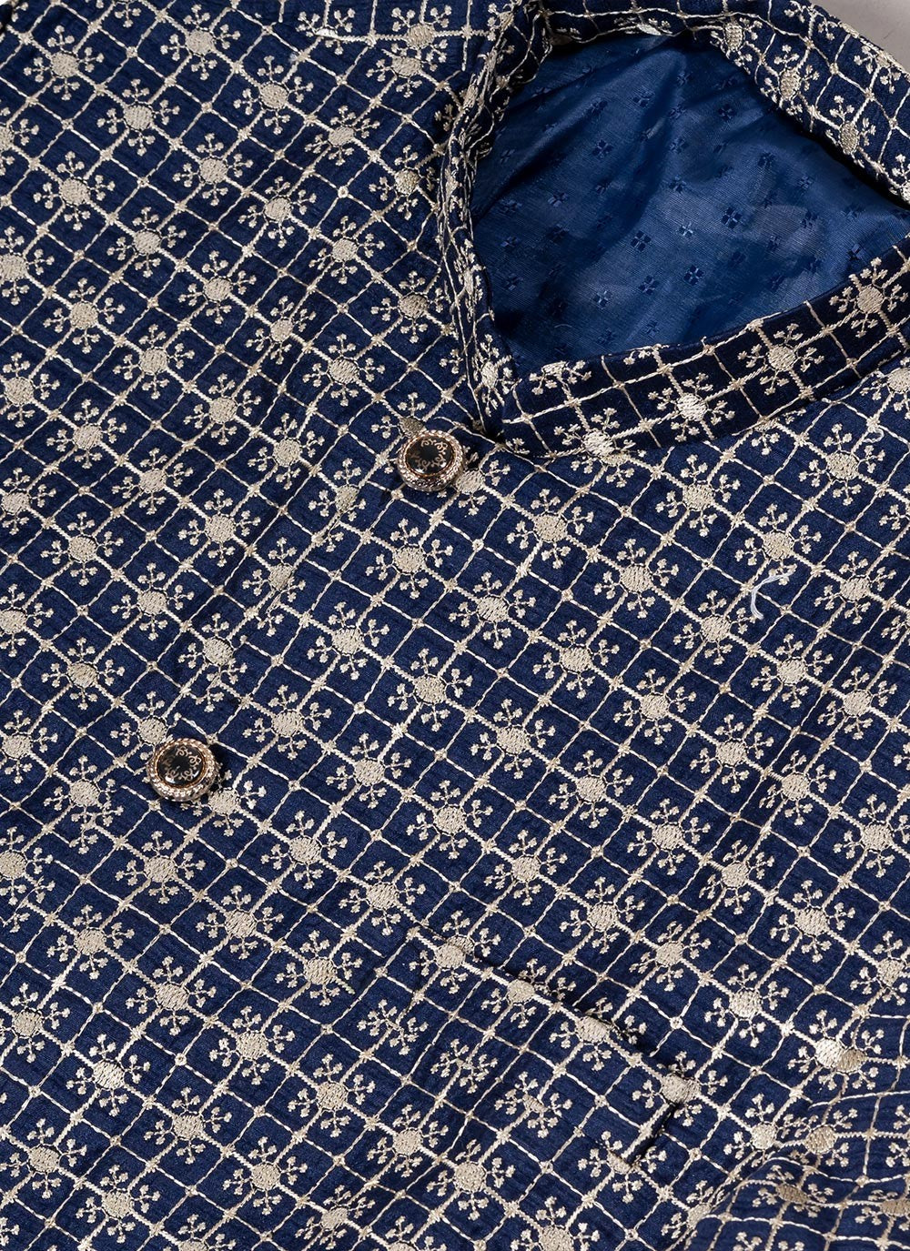 Embroidered Silk Blue Indo Western - M7055