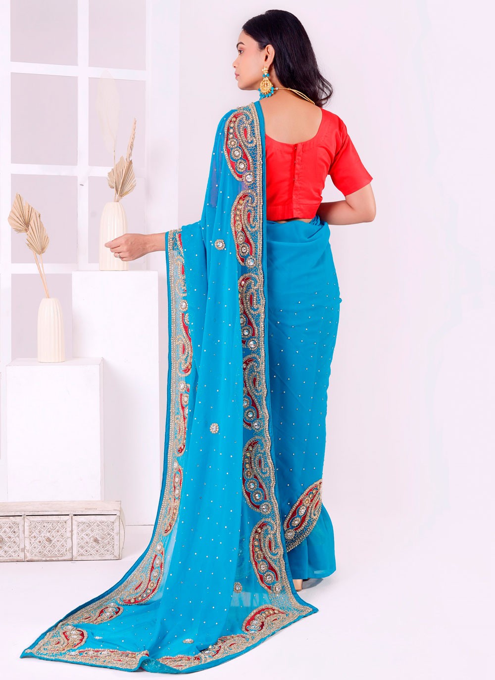 Classic Embroidered Georgette Saree - S7711