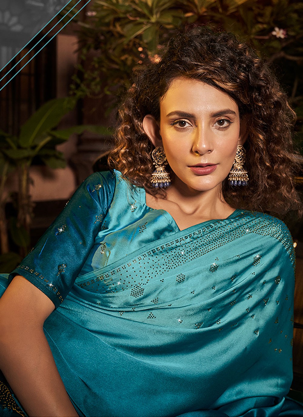 Classic Swarovski Georgette Satin Saree - S3944