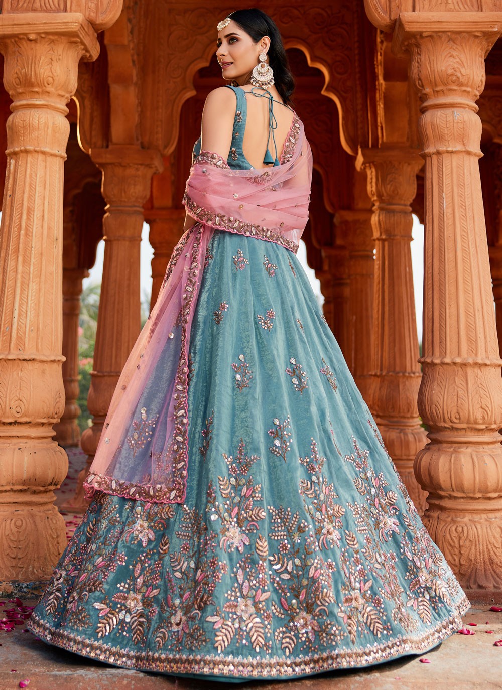 Tissue Engagement, Mehandi & Sangeet, Reception, Wedding A - Line Lehenga L3560