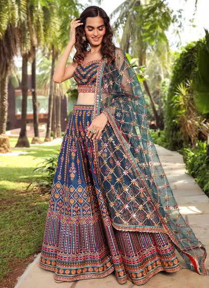 Embroidered Faux Georgette A - Line Lehenga - L2621