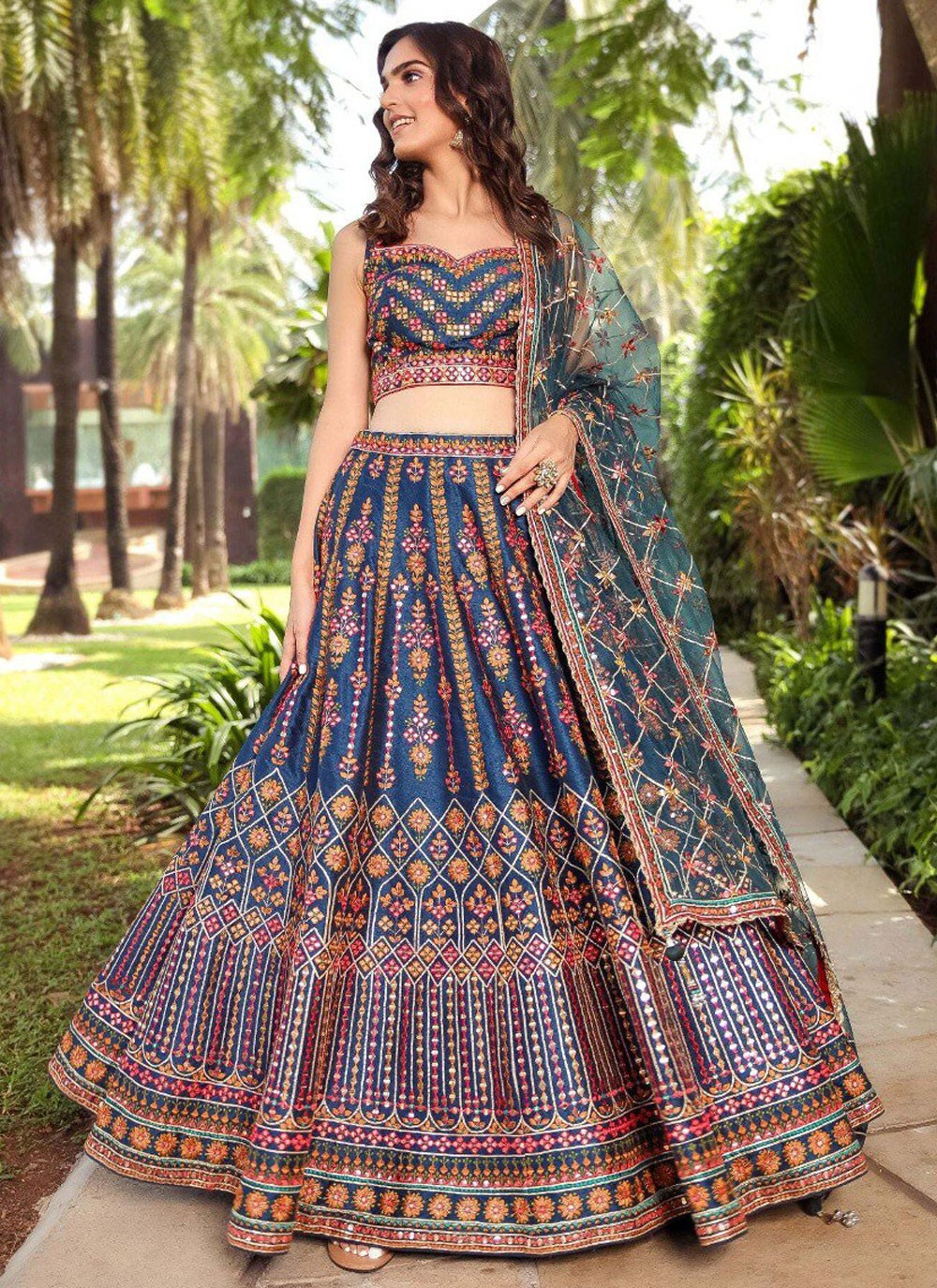 Embroidered Faux Georgette A - Line Lehenga - L2621