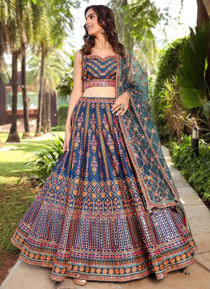 Embroidered Faux Georgette A - Line Lehenga - L2621