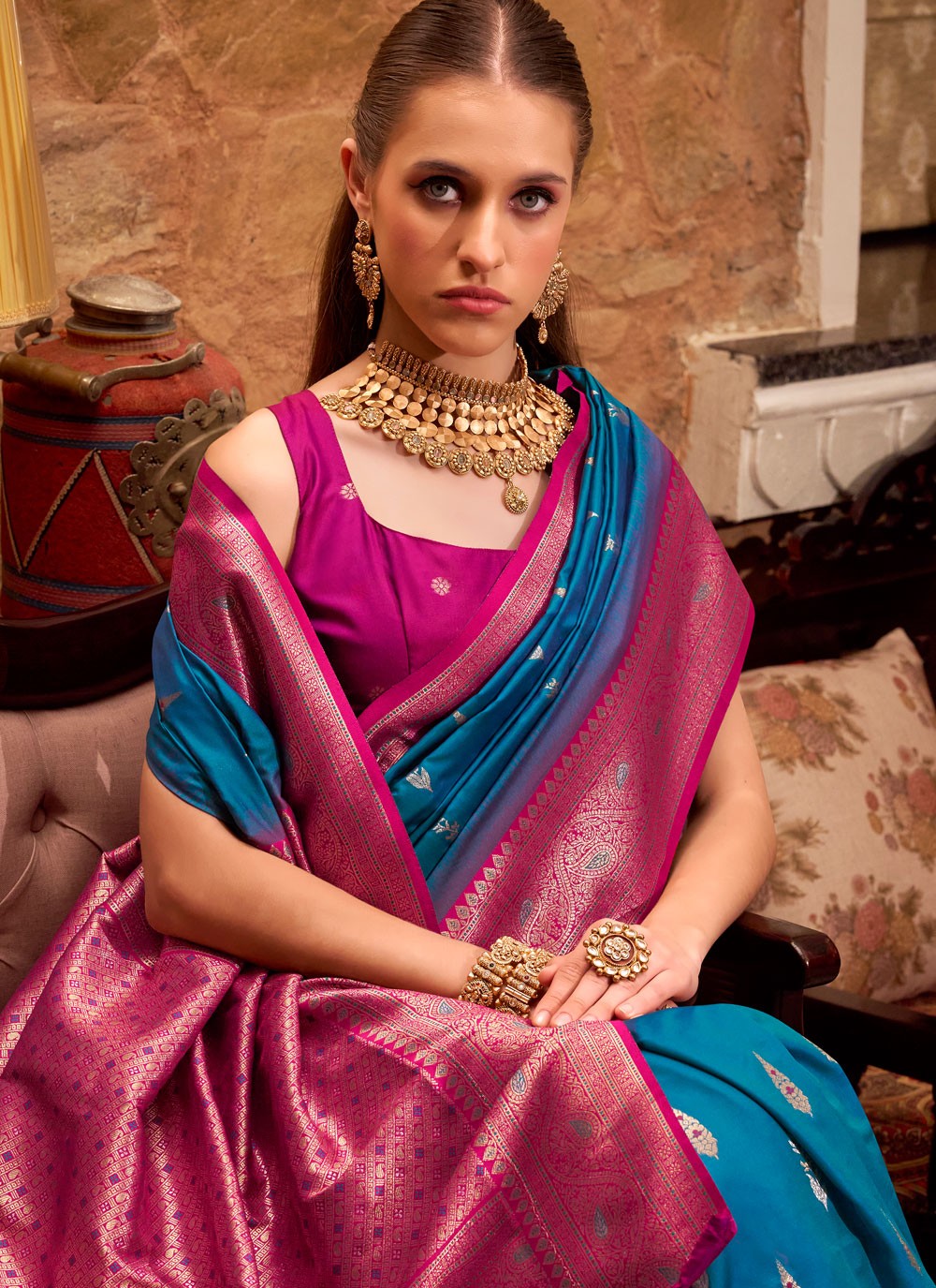 Blue Silk Trendy Saree Weaving Zari, Zari S15733