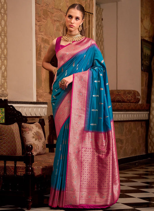 Blue Silk Trendy Saree Weaving Zari, Zari S15733