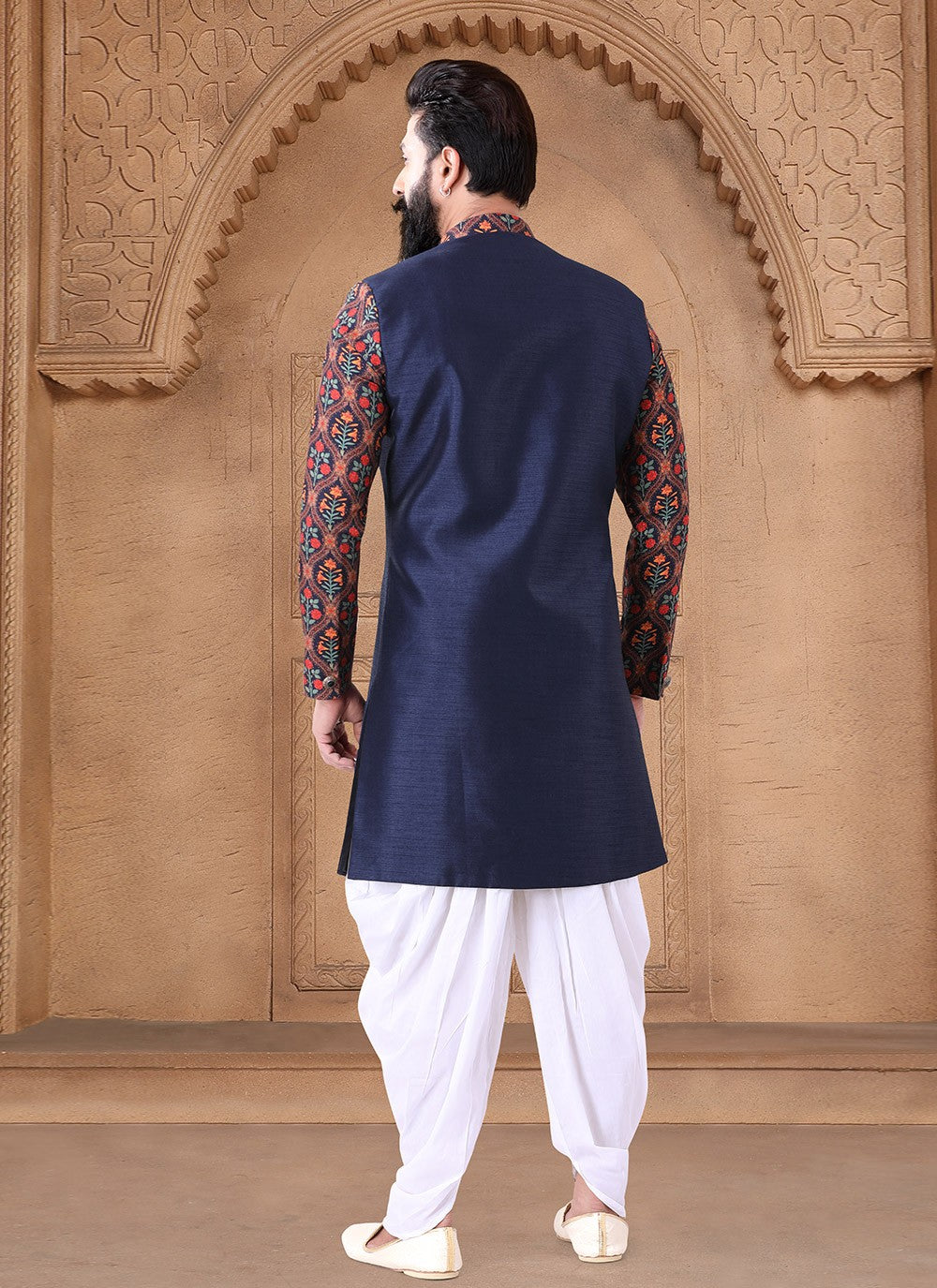 Designer Silk Blue Sherwani - M7644