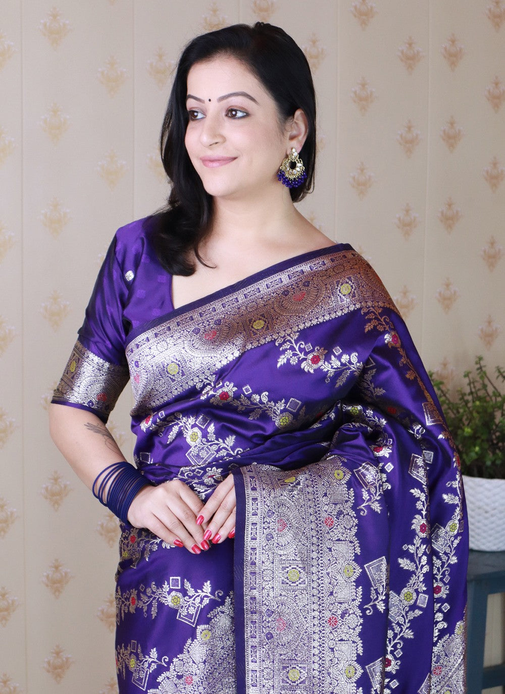 Blue Banarasi Silk Contemporary Saree Woven S19529