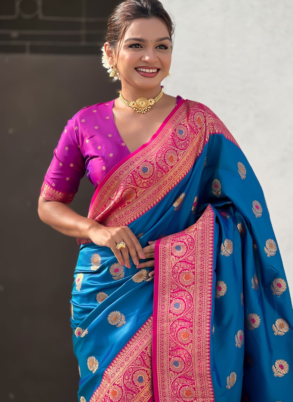 Blue Silk Trendy Saree Woven S16869
