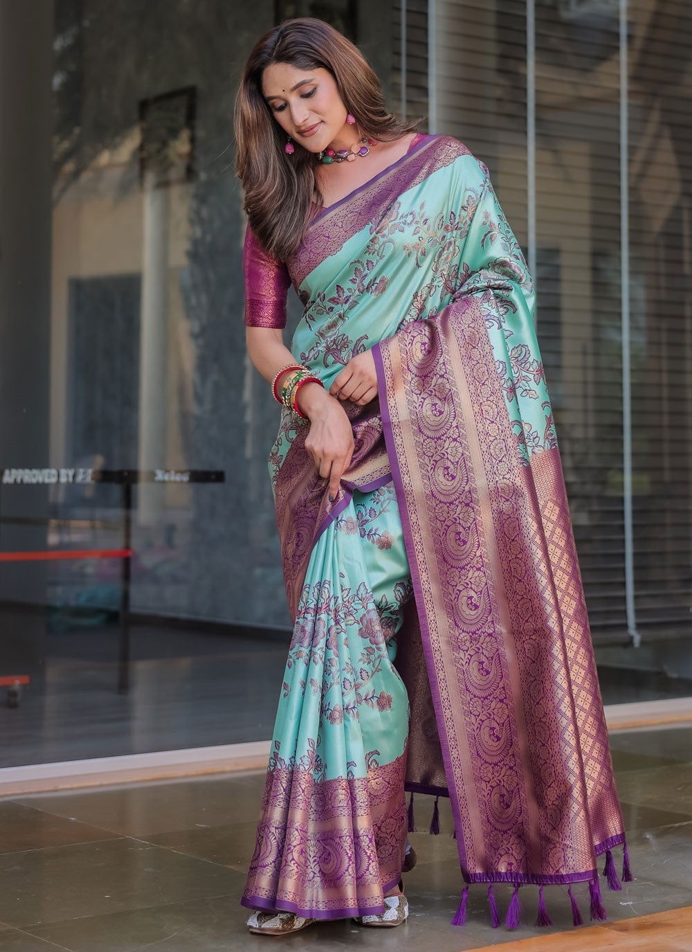 Trendy Saree Woven Blue Malbari Silk S12346