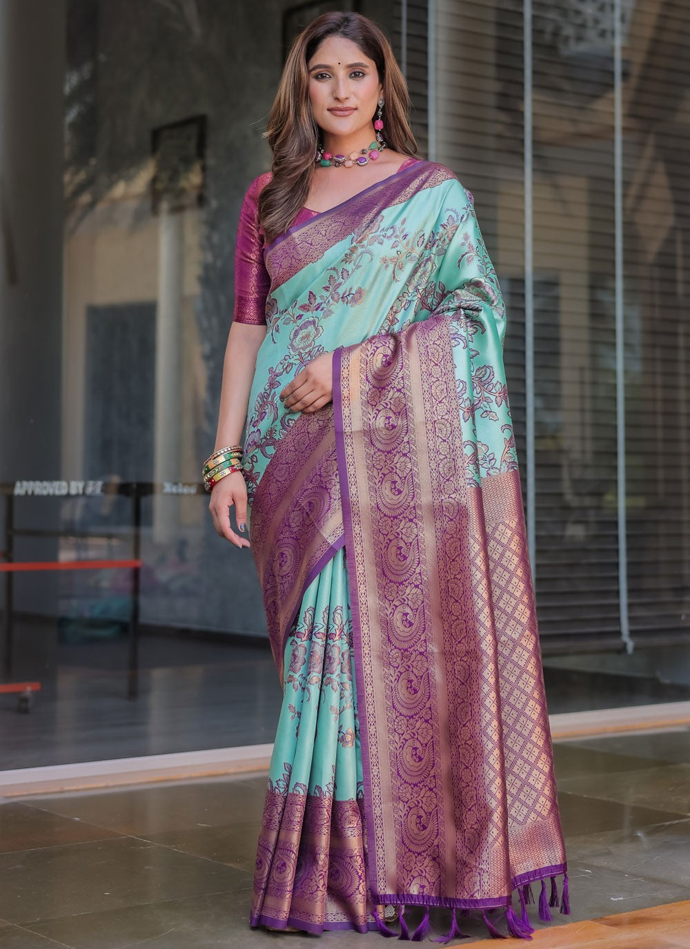Trendy Saree Woven Blue Malbari Silk Saree S12346