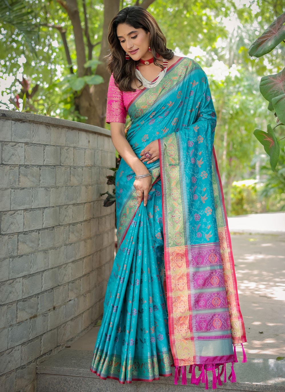 Traditional Woven Blue Patola Silk Saree S12435