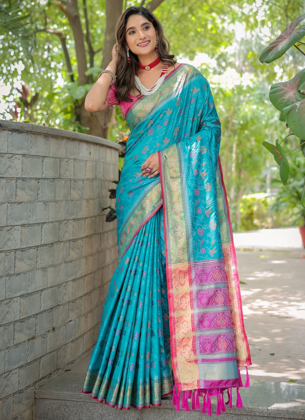 Traditional Woven Blue Patola Silk Saree S12435