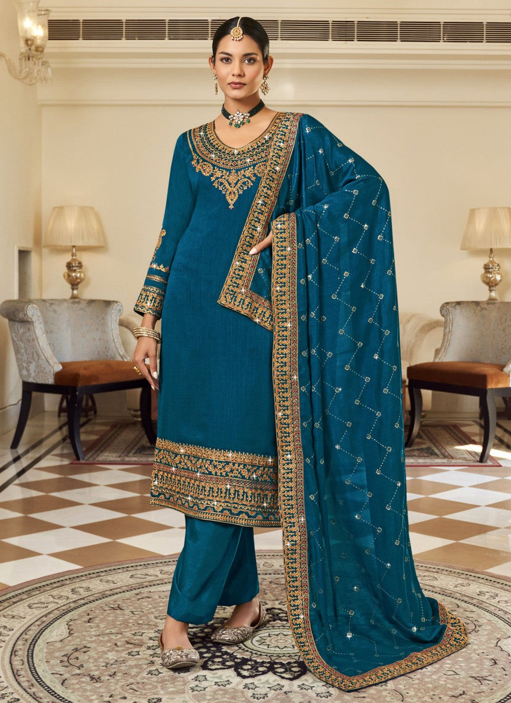 Vichitra Silk Salwar Suit - T1450