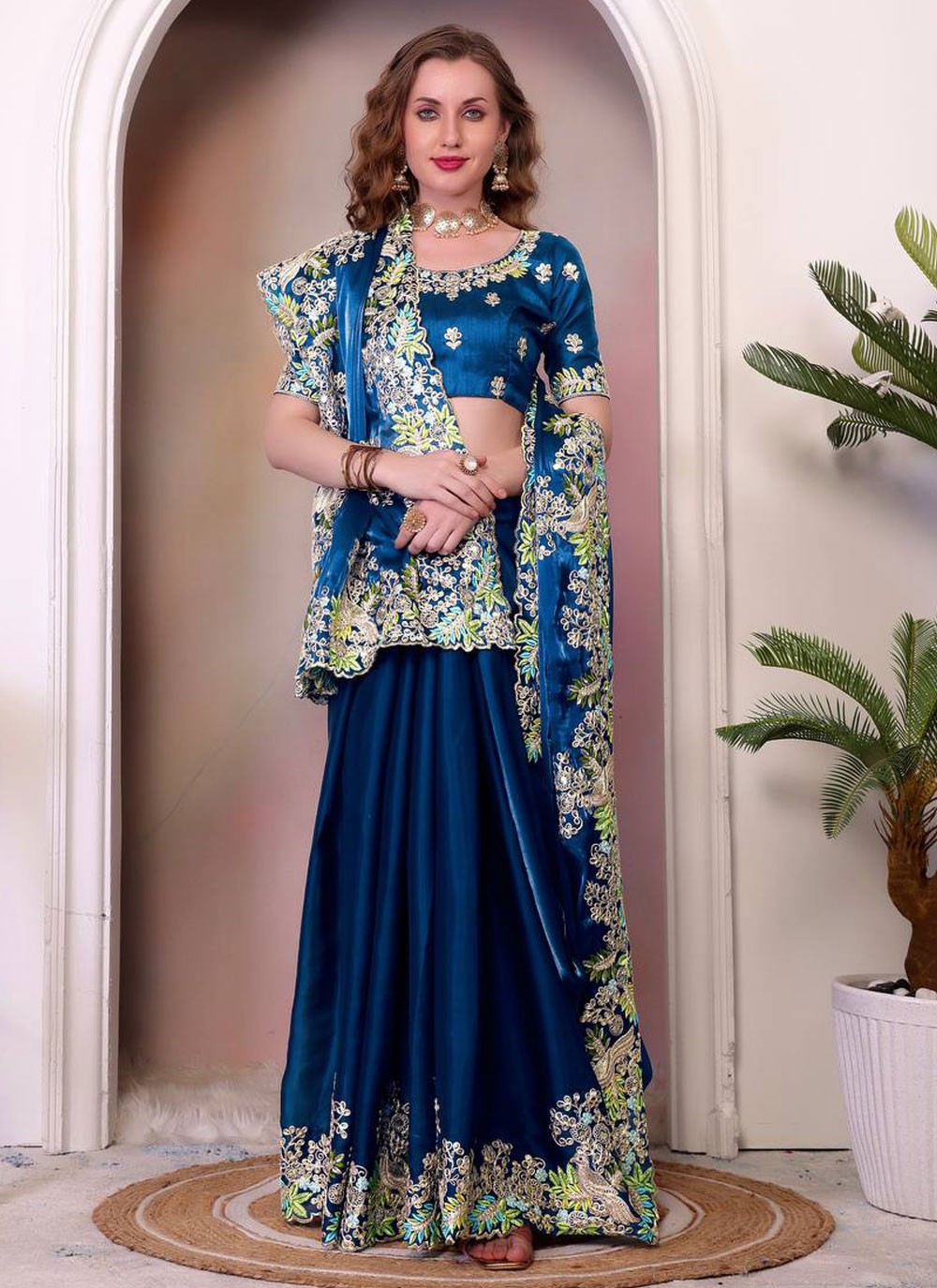 Traditional Border Work Teal Jimmy Chu S12942