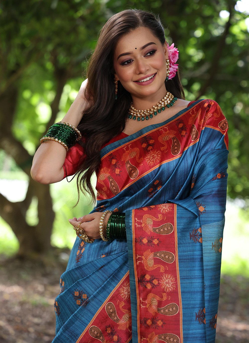 Classic Border Work Tussar Silk Saree - S8459
