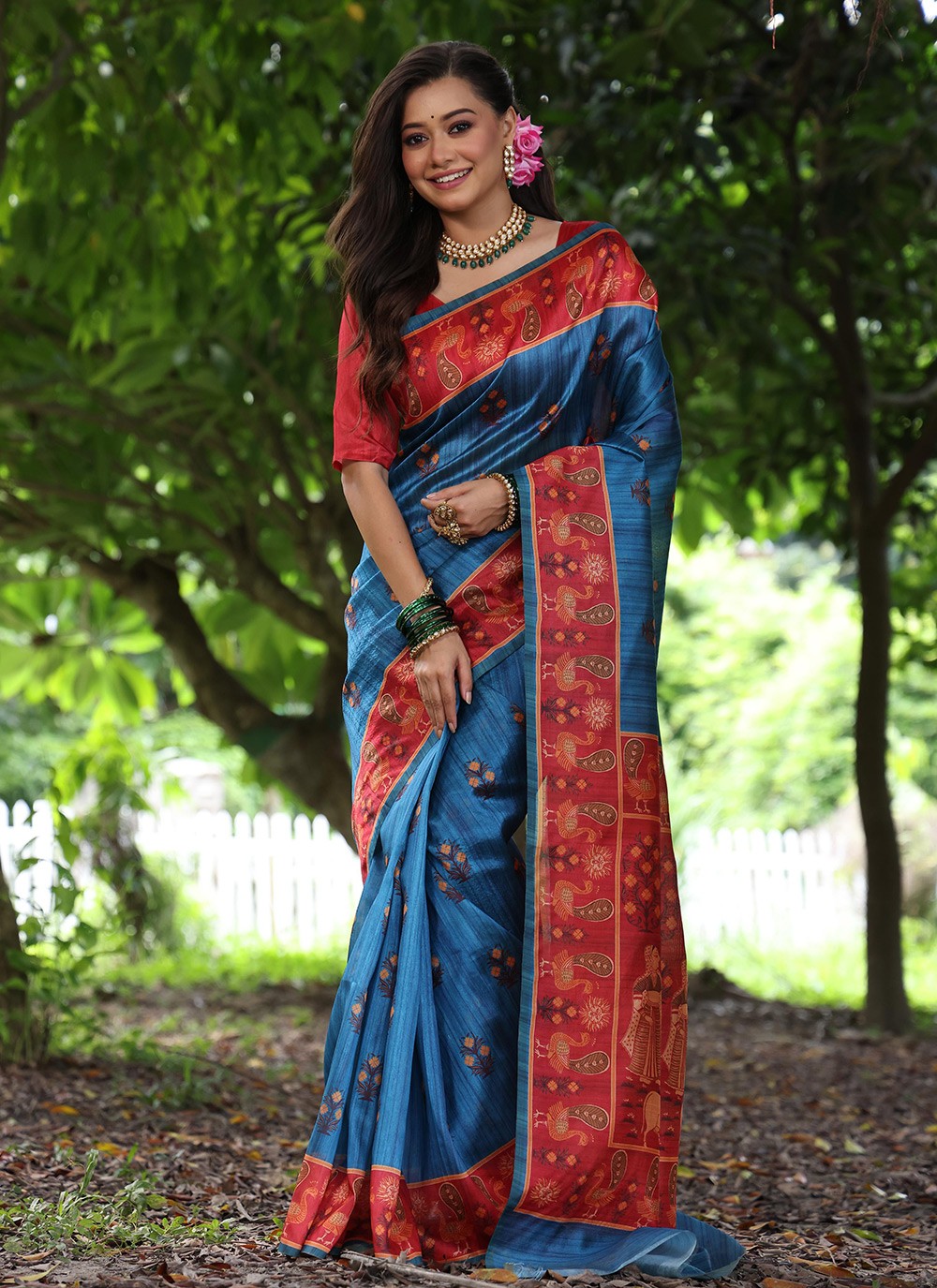 Classic Border Work Tussar Silk Saree - S8459