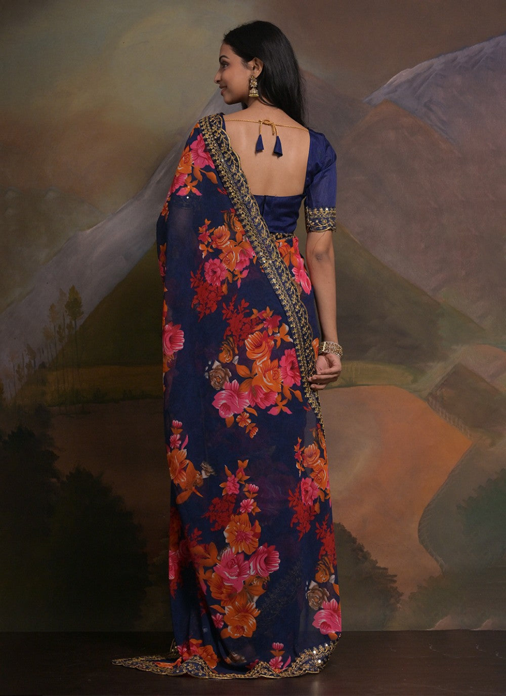 Trendy Border Work Georgette Saree - S5351