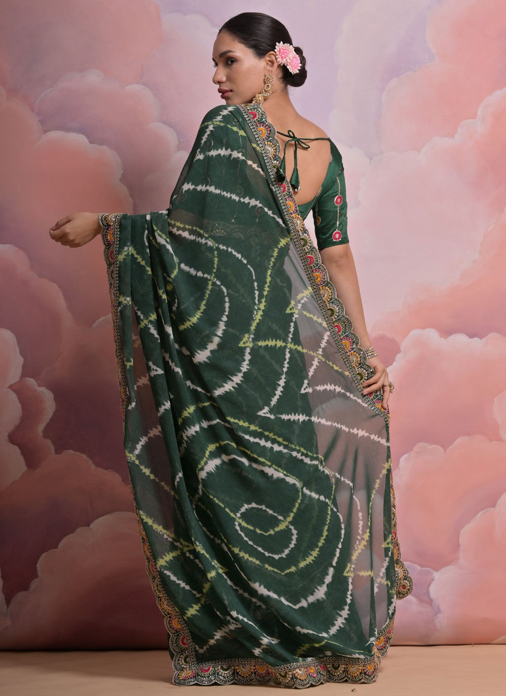 Contemporary Border Work Georgette Saree - S5203