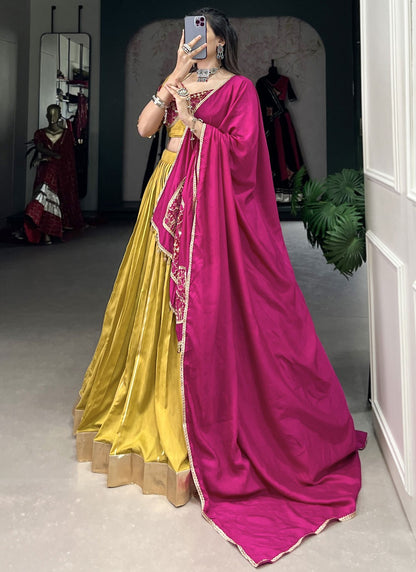 Border Work Chanderi Readymade Lehenga Choli - L2749