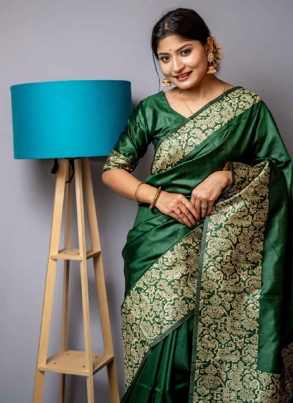 Trendy Border Work Handloom Silk, Raw Silk Saree - S3549