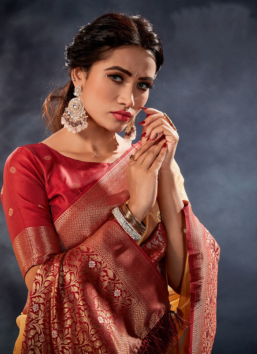 Classic Border Work Banarasi Silk, Organza Saree - S3309