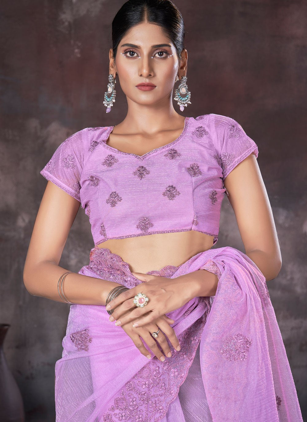 Classic Border Work Net, Organza Saree - S7536