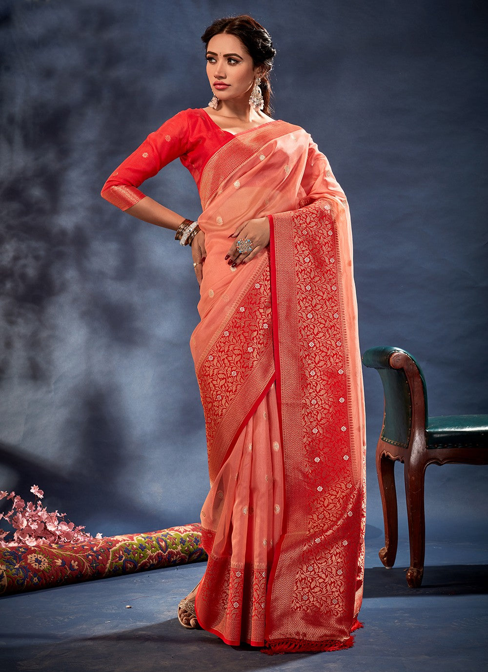 Classic Border Work Banarasi Silk, Organza Saree - S3309