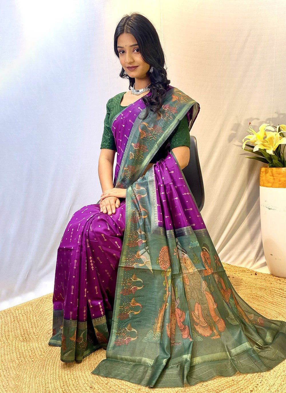 Classic Border Work Chanderi Silk Saree - S8432