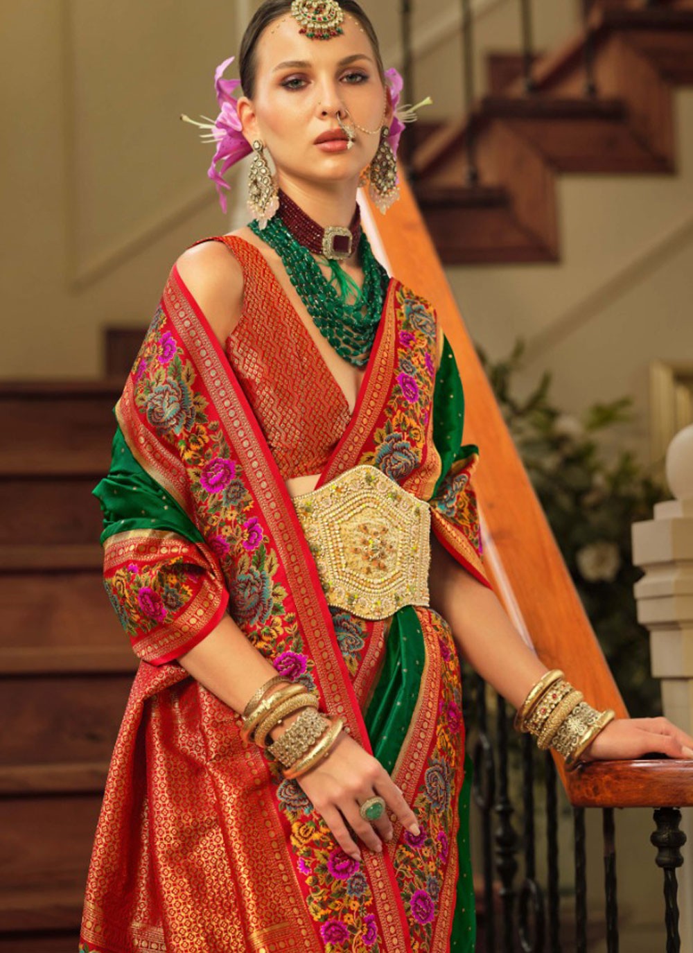 Border Work, Jacquard Work, Meenakari, Weaving Zari Silk Saree - S11736