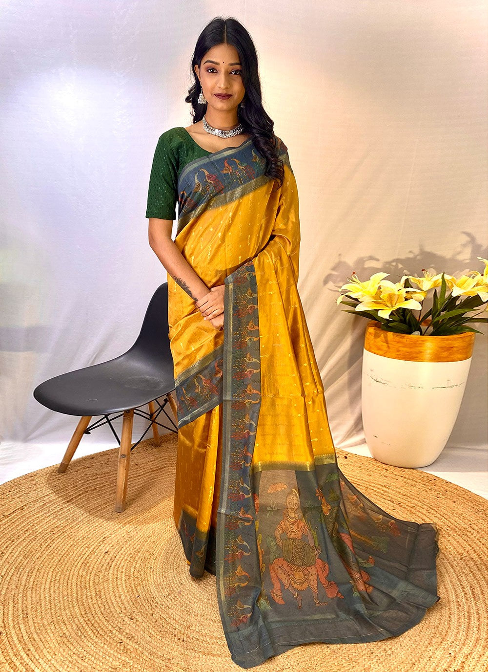 Classic Border Work Chanderi Silk Saree - S8432