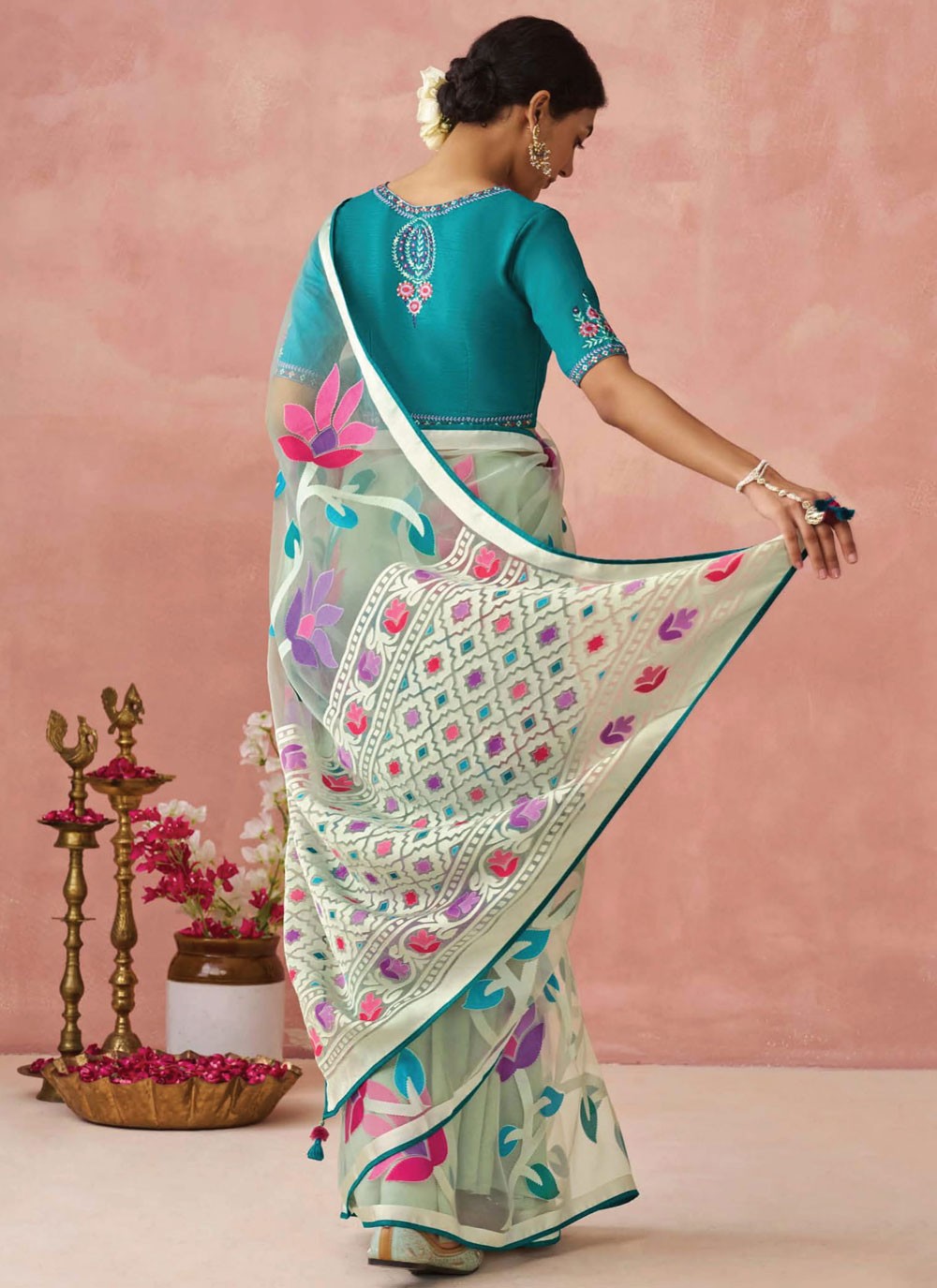 Classic Printed Brasso Saree - S7431