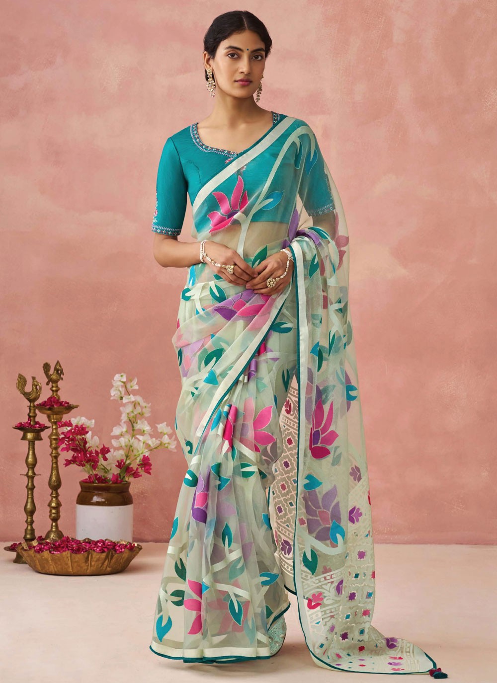 Classic Printed Brasso Saree - S7431