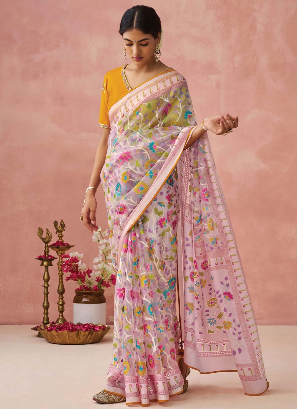 Classic Printed Brasso Saree - S7431