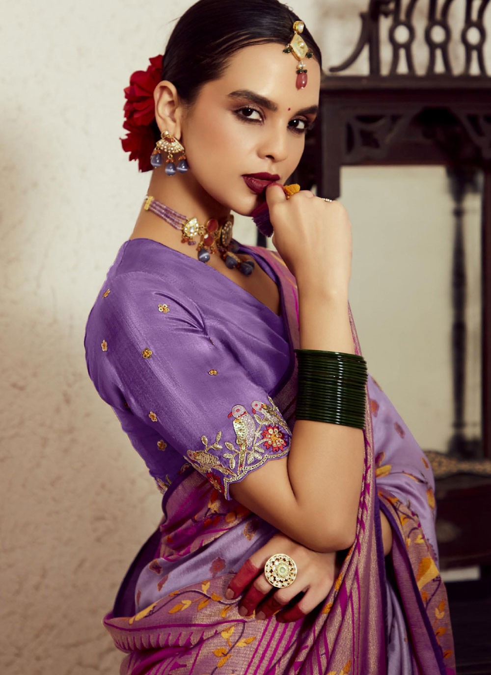 Contemporary Weaving Zari Brasso Saree - S7046