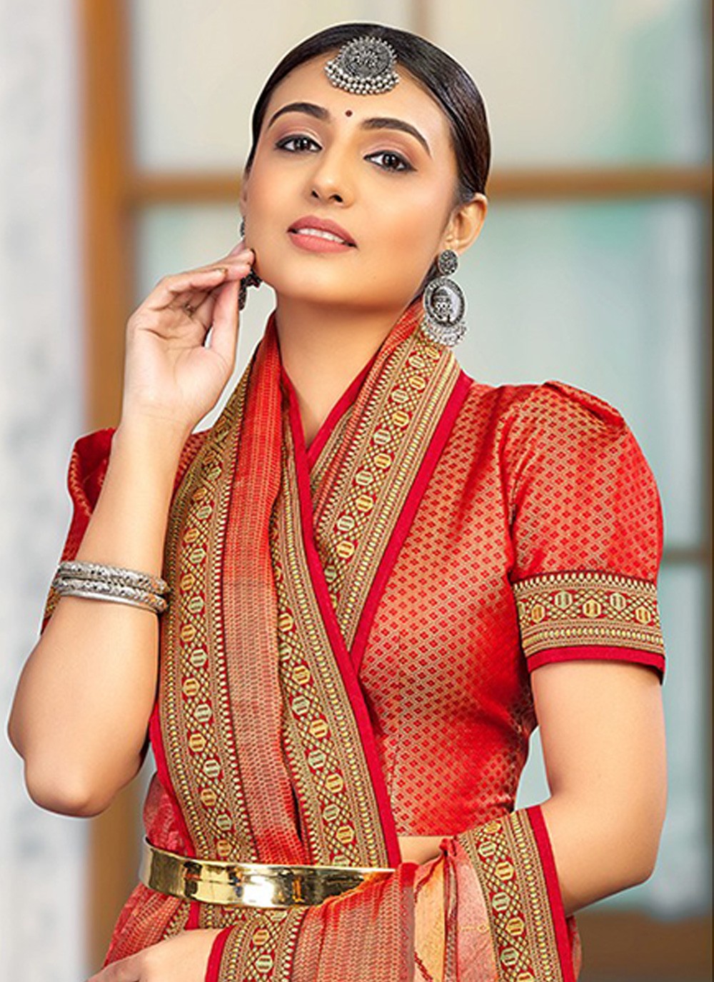 Classic Printed Brasso Saree - S3205