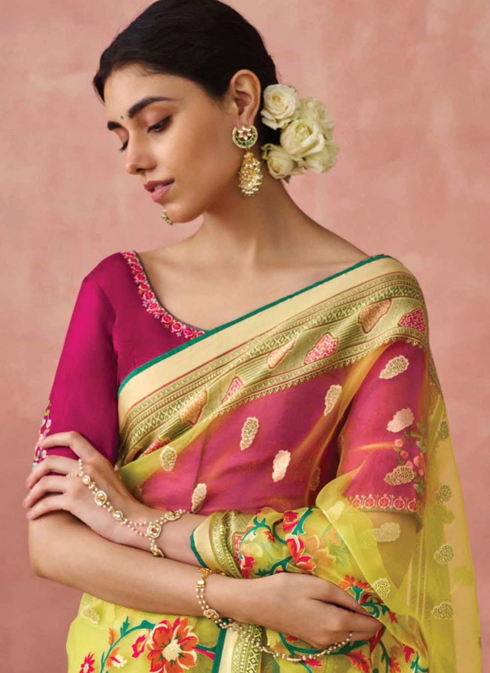 Classic Printed Brasso Saree - S7431