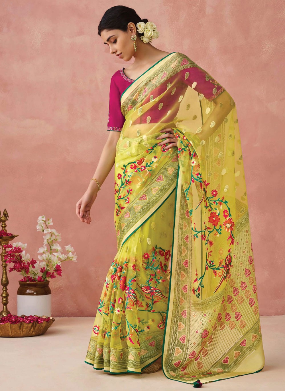 Classic Printed Brasso Saree - S7431
