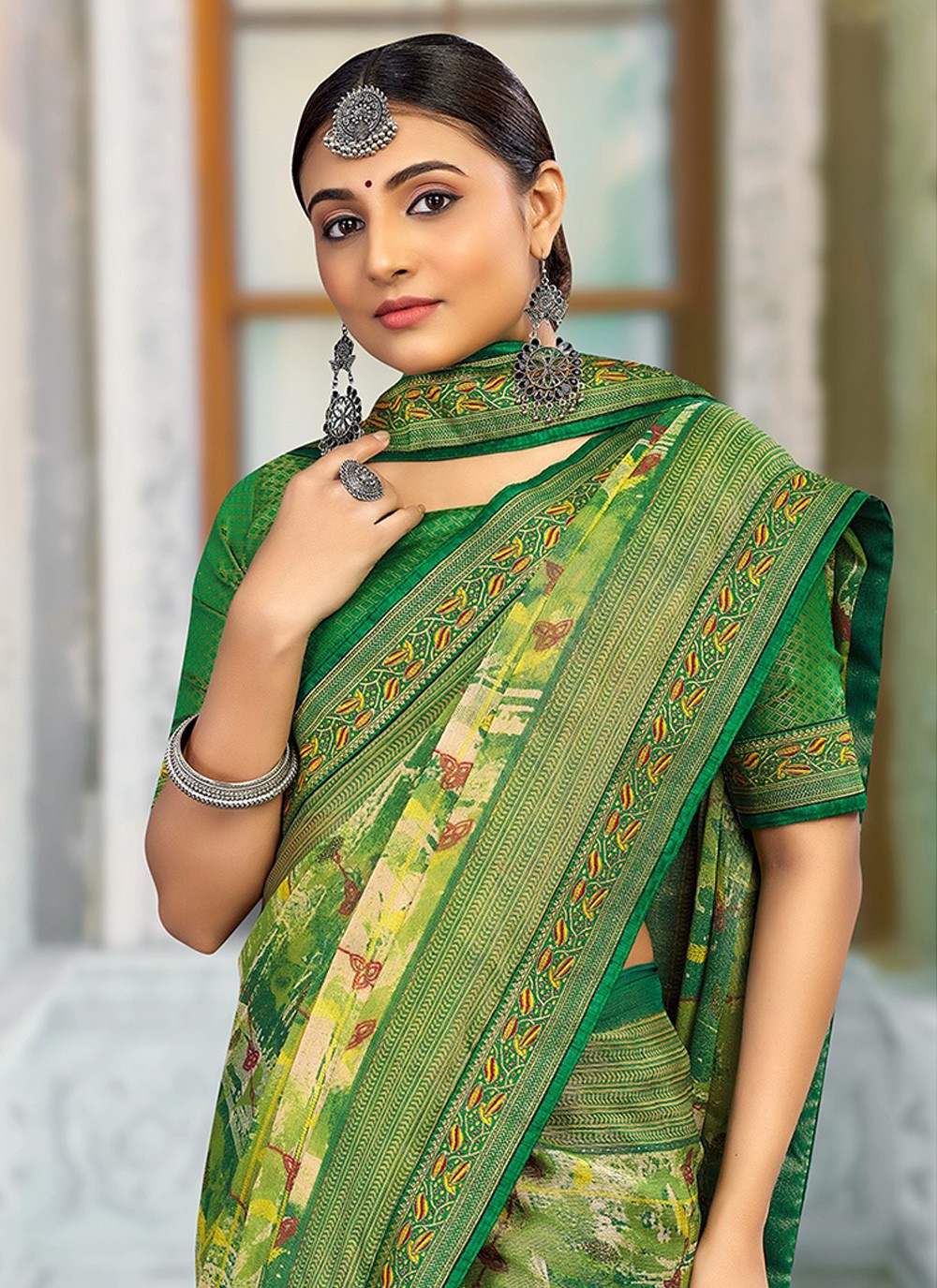 Classic Printed Brasso Saree - S3205