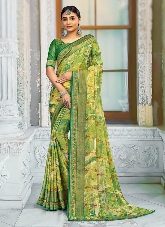 Classic Printed Brasso Saree - S3205