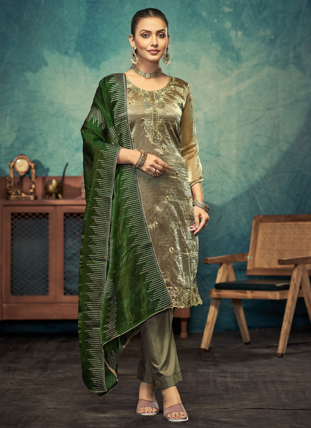 Embroidered Jimmy Chu Pant Style Suit - T4489