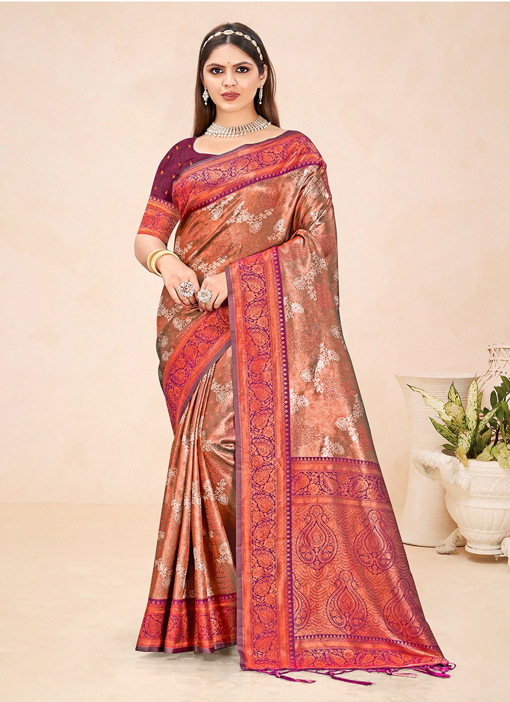 Classic Border Work Silk Saree - S6611