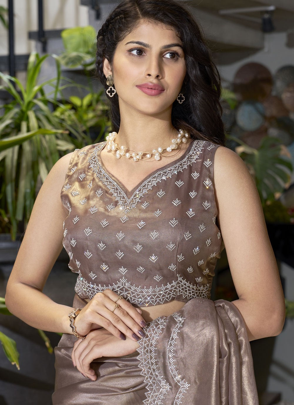 Cutdana, Swarovski Cotton Silk Saree - S11591