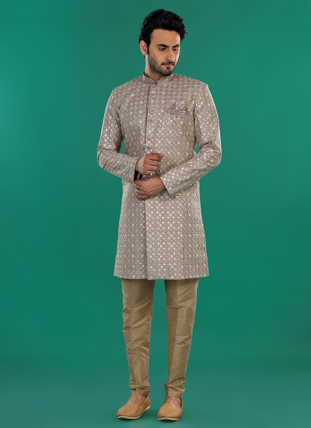 Embroidered Art Silk Brown Sherwani - M8813