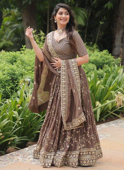 Embroidered Faux Georgette Lehenga - L3050