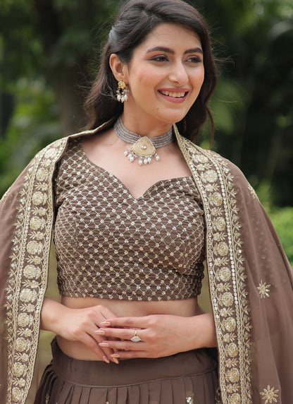 Embroidered Faux Georgette Lehenga - L3050