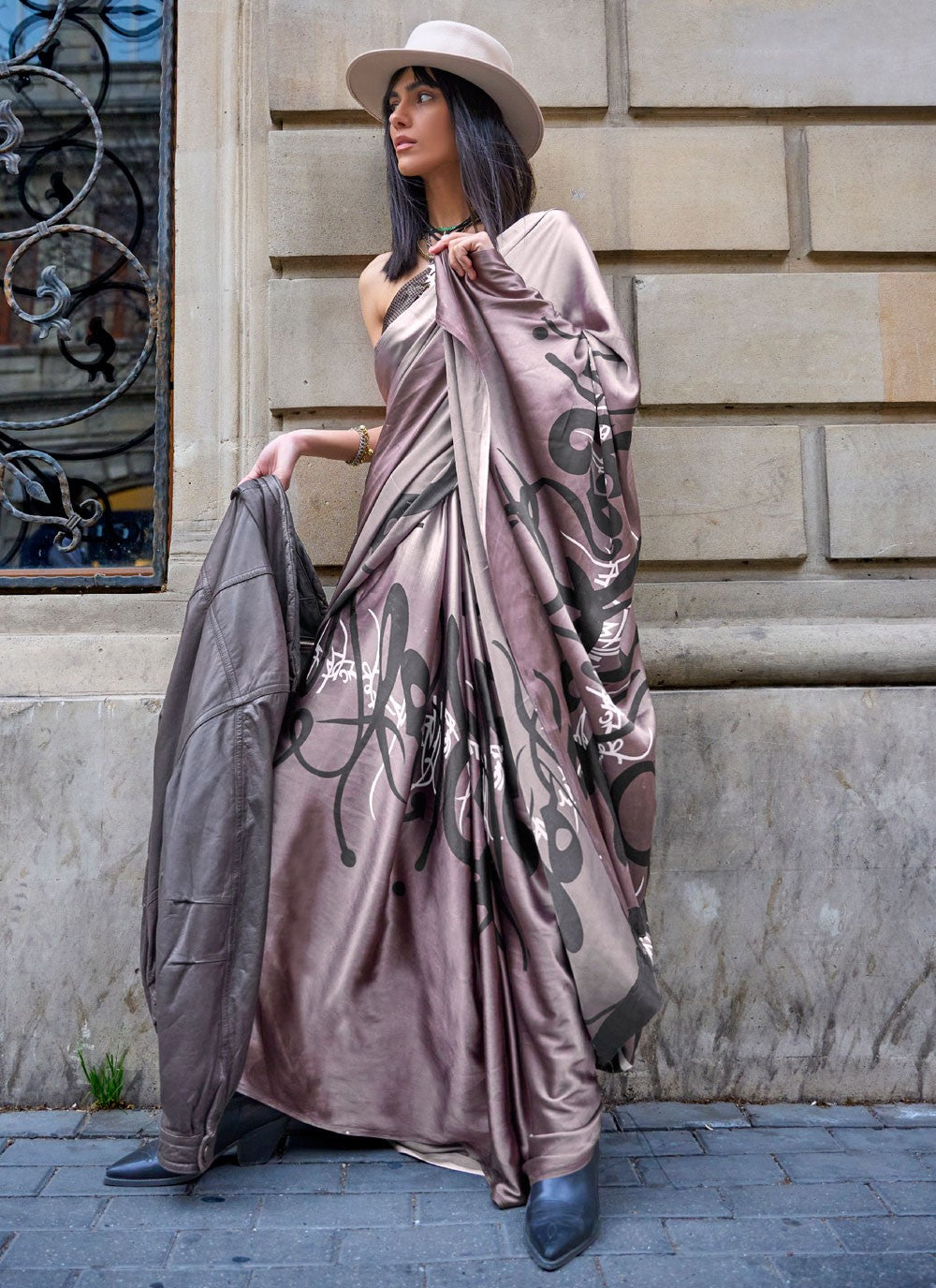 Trendy Printed Satin Silk Saree - S4823