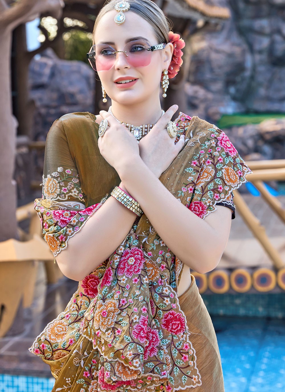 Classic Embroidered Jimmy Chu Saree - S9427