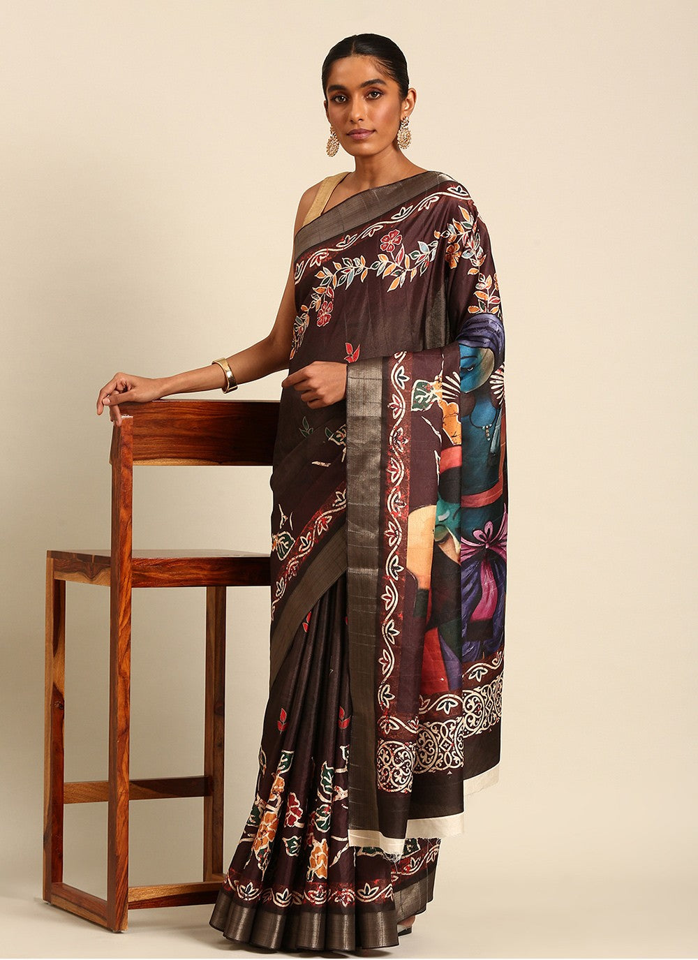 Classic Digital Print Cotton Saree - S7442