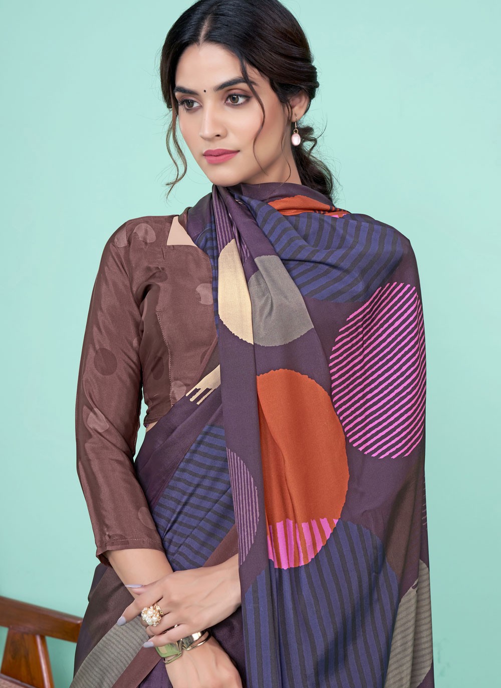 Classic Digital Print Pure Crepe Saree - S7781